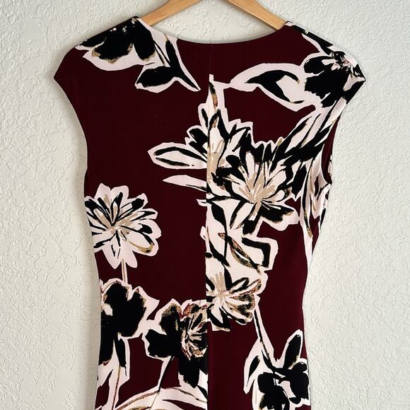 Ralph Lauren Burgundy Black Stretch Faux Wrap Dress Dark Fall Office Size 6 - Picture 5 of 6